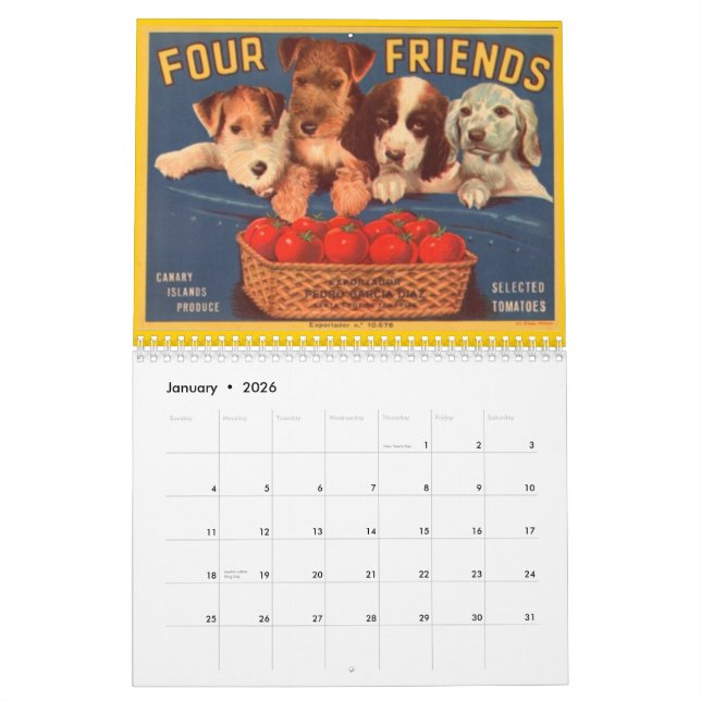 Vintage, Crate Label Calendar (Jan 2026)