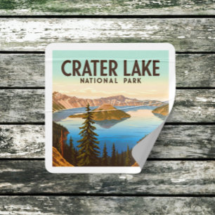 Vintage Crater Lake National Park Square Sticker
