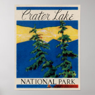 Vintage - Crater Lake Oregon Travel Poster