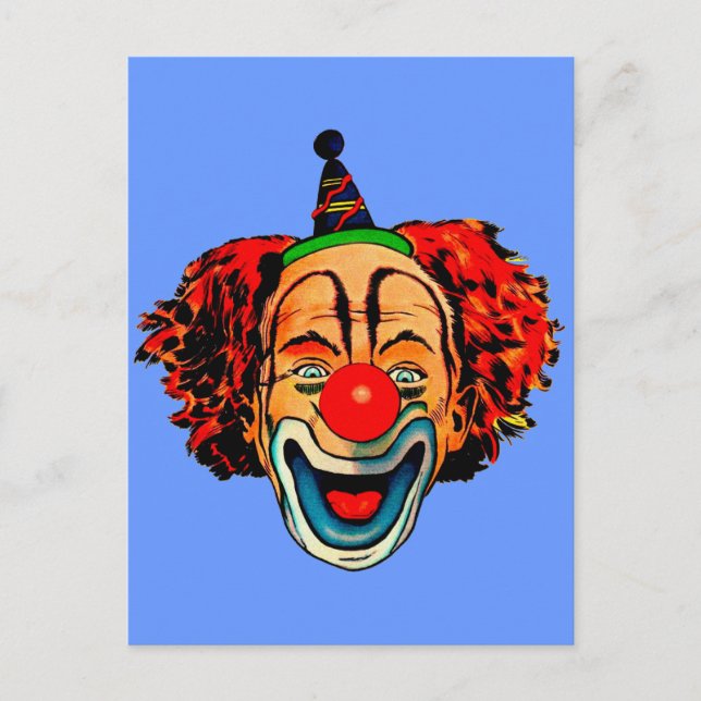 Vintage Crazy Clown Postcard (Front)