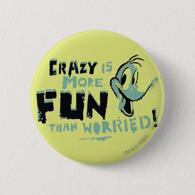 Vintage Crazy DAFFY DUCK™ 6 Cm Round Badge (Front)