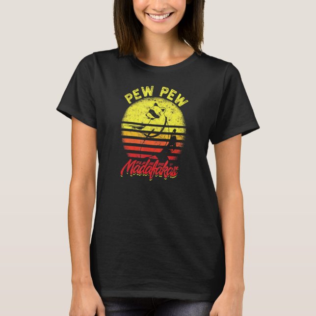 Vintage Crazy Pew Pew Madafakas Racoon T-Shirt (Front)