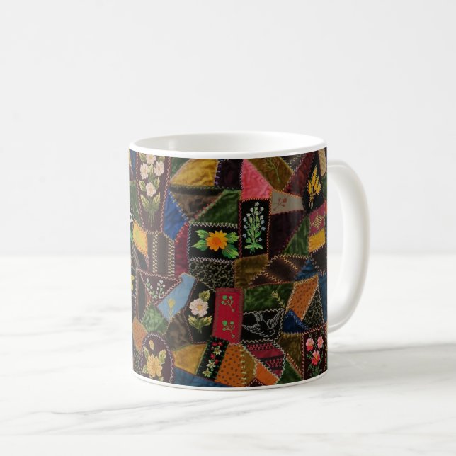 Vintage Crazy Quilt Coffee Mug (Front Right)