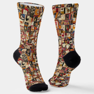 Vintage Crazy Quilt With Animals Socks
