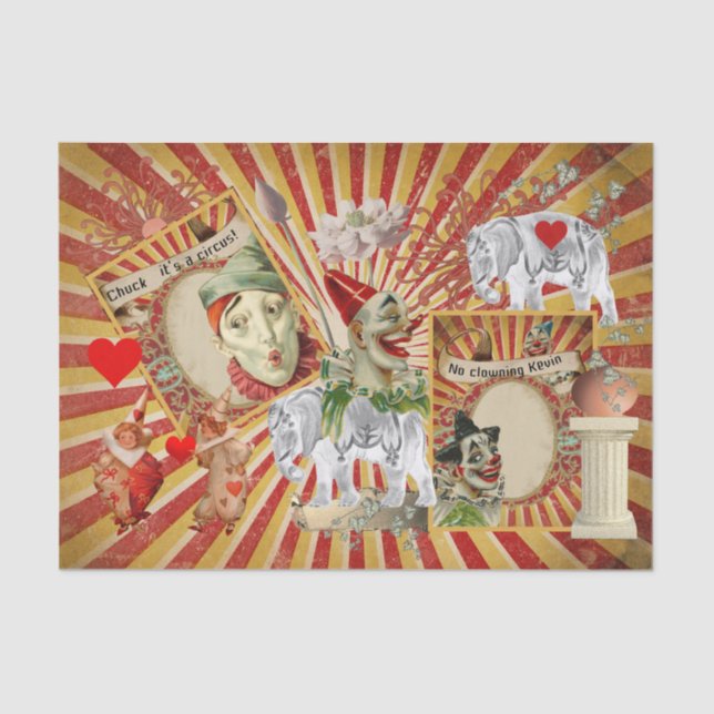 Vintage CrazyCircus Clown Tissue Paper (Front)