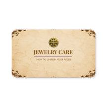 Vintage Cream Parchment Bronze Jewellery Care Card