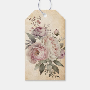Vintage Cream, Pink & Purple Boho Floral Bouquet Gift Tags