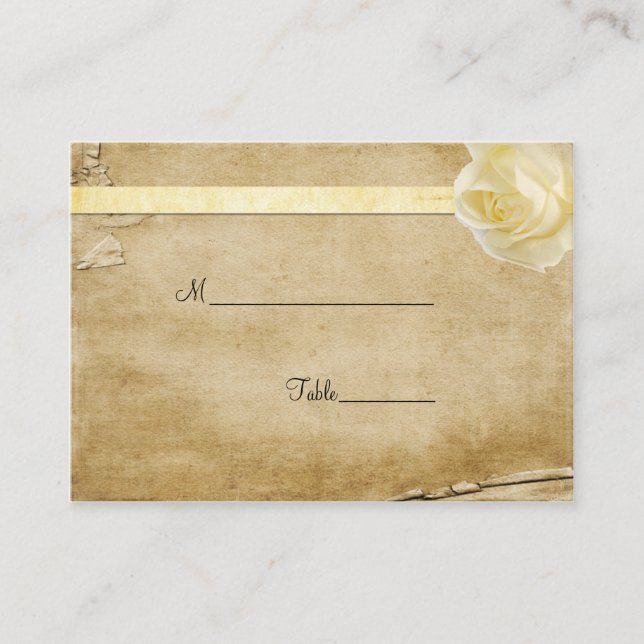 Vintage Cream Rosebud Table Place Card (Front)