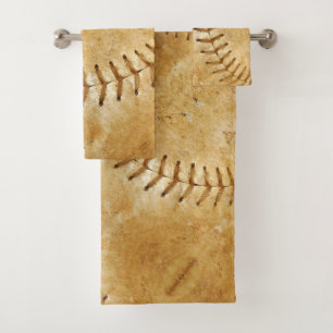 Vintage Cream Sports Baseball  Bath Towel Set