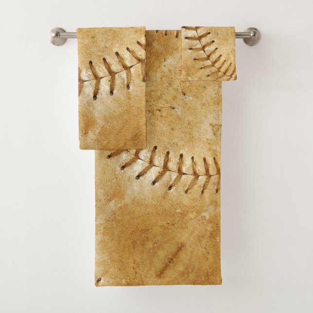 Vintage Cream Sports Baseball  Bath Towel Set (Insitu)