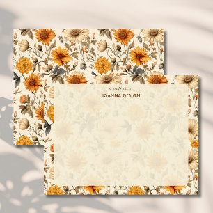 Vintage Cream Wildflower Stationery Note Card