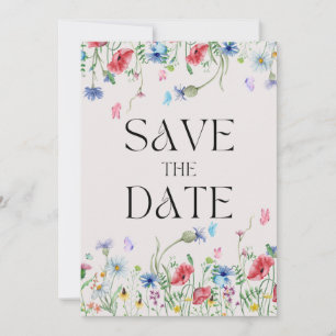 Vintage cream wildflower wedding save the date