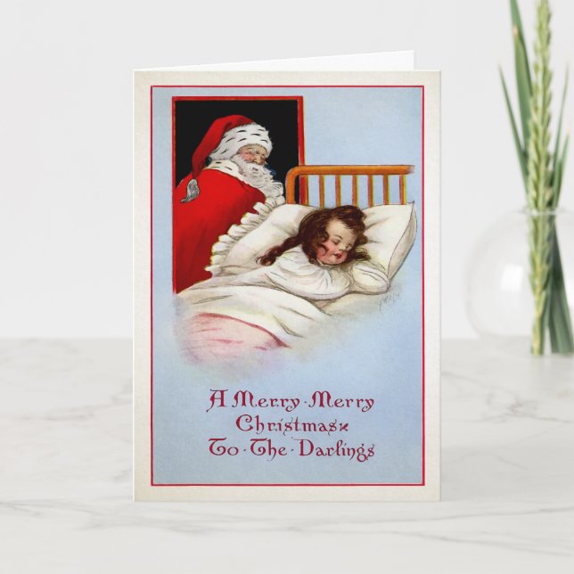 Vintage Creeper Santa Holiday Card (Front)