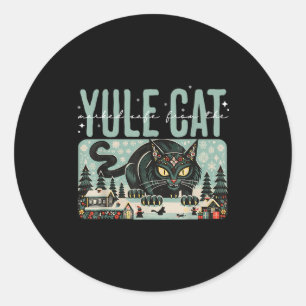 Vintage Creepmas The Yule Cat Tarot Card Dark Chri Classic Round Sticker