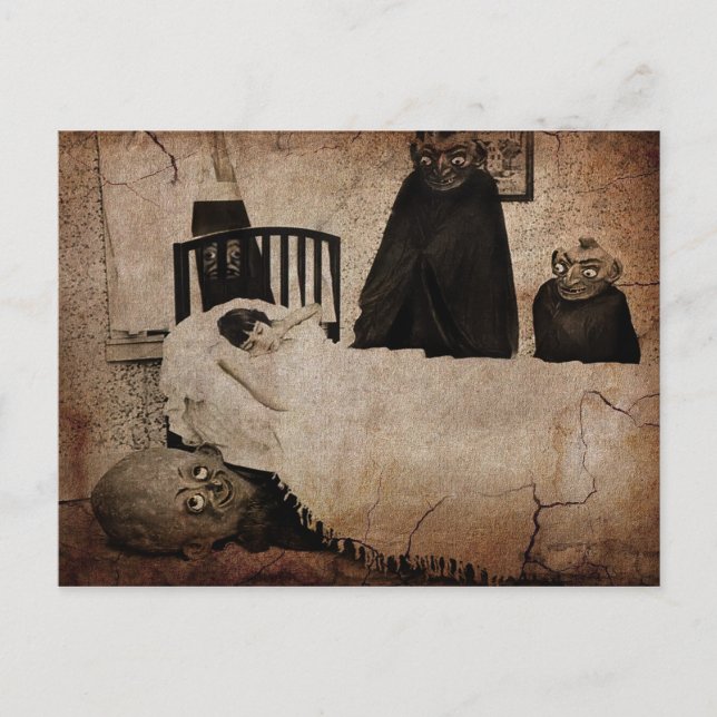 Vintage Creepy Bogeyman Postcard (Front)