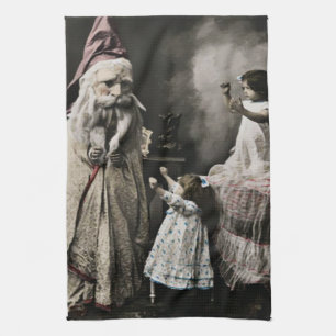 Vintage Creepy Christmas Tea Towel