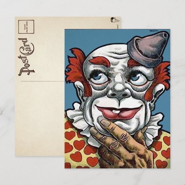 Vintage Creepy Clown Art Postcard (Front/Back)