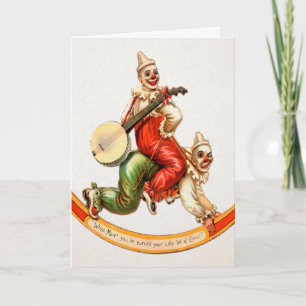 Vintage Creepy Clown Holiday Card
