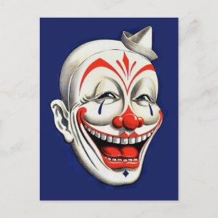 Vintage Creepy Clown Postcard