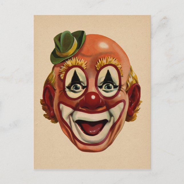 Vintage Creepy Clown Postcard (Front)