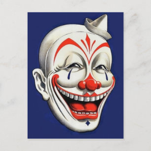 Vintage Creepy Clown Postcard
