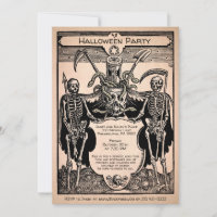 Vintage Creepy Customisable Skeleton Invitation