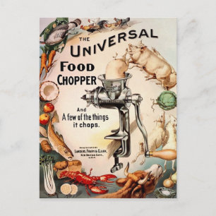 Vintage Creepy Food Chopper Ad Postcard