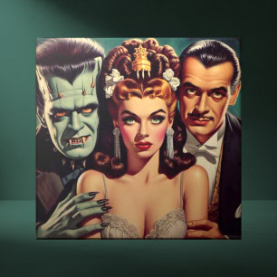Vintage Creepy Horror Art Tile