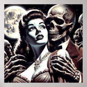 Vintage Creepy Horror Woman Poster