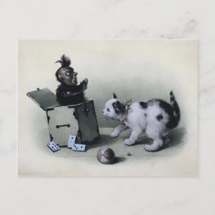 Vintage Creepy Jack in the Box Postcard