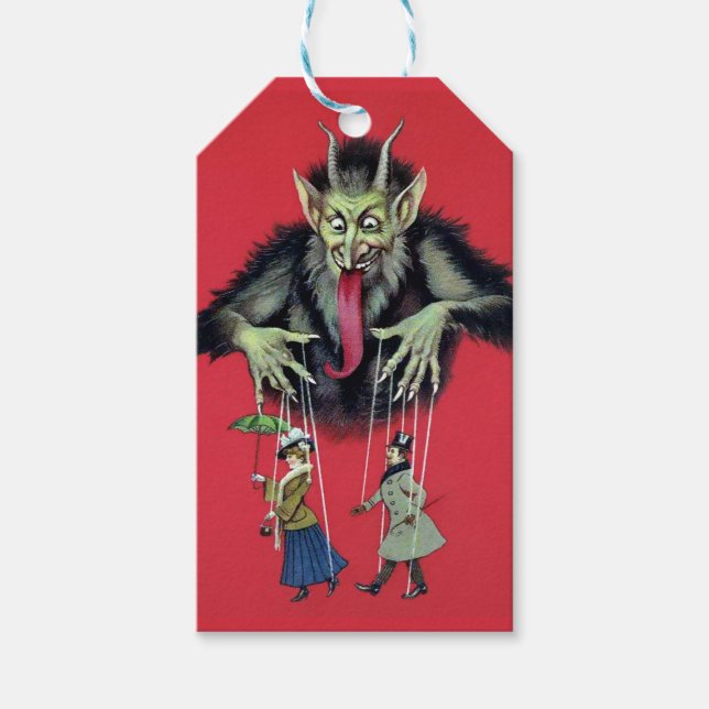 Vintage Creepy Krampus Gift Tags (Front)
