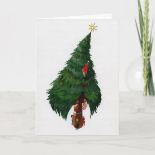 Vintage Creepy Living Christmas Tree Card