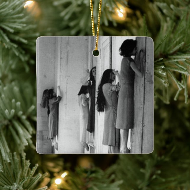 Vintage Creepy Possessed Women Ceramic Ornament (Tree)