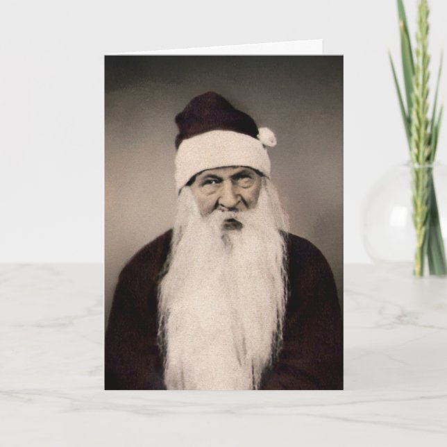 Vintage Creepy Santa Claus Holiday Card (Front)