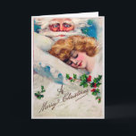 Vintage Creepy Santa with Young Girl Holiday Card<br><div class="desc">Vintage Creepy Santa with Young Girl Holiday Card. What's he doing creepily peeking at a young girl sleeping?    High quality,  custom restored image.</div>