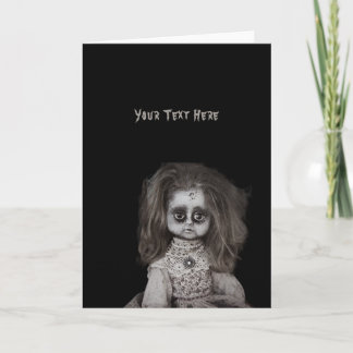 Vintage Creepy Scary Haunted Doll Card