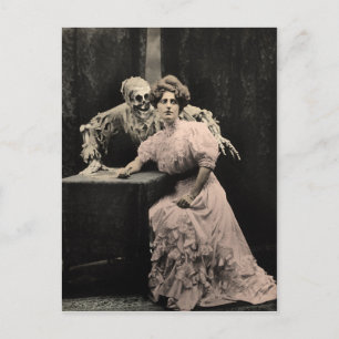 Vintage Creepy Skeleton Postcard