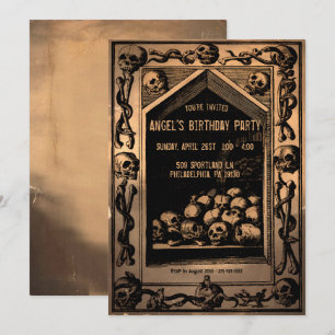 Vintage Creepy Skulls Customisable Party Invitation