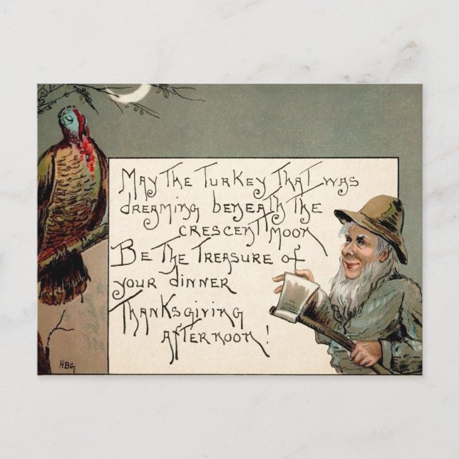 Vintage Creepy Thanksgiving Postcard (Front)