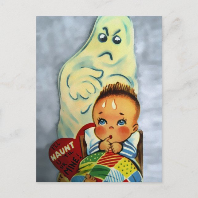 Vintage Creepy Valentines Day Postcard (Front)
