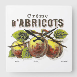 Vintage Creme d'Abricots Ad Square Wall Clock
