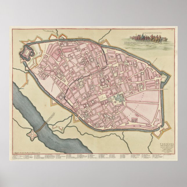 Vintage Cremona Italy Map (1702) Poster (Front)