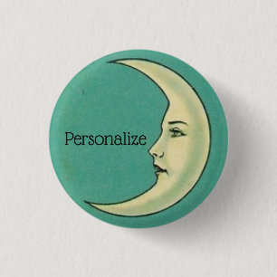 Vintage crescent moon 3 cm round badge