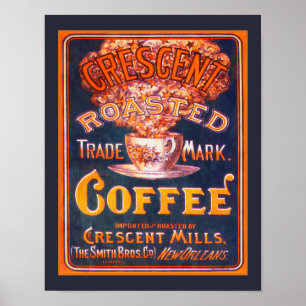 Vintage Crescent Roasted Coffee Ad Poster