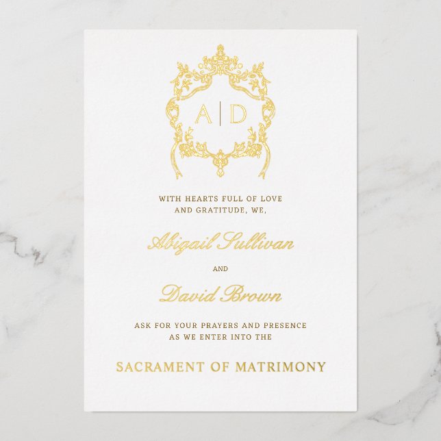 Vintage Crest Catholic Wedding Gold (Front)