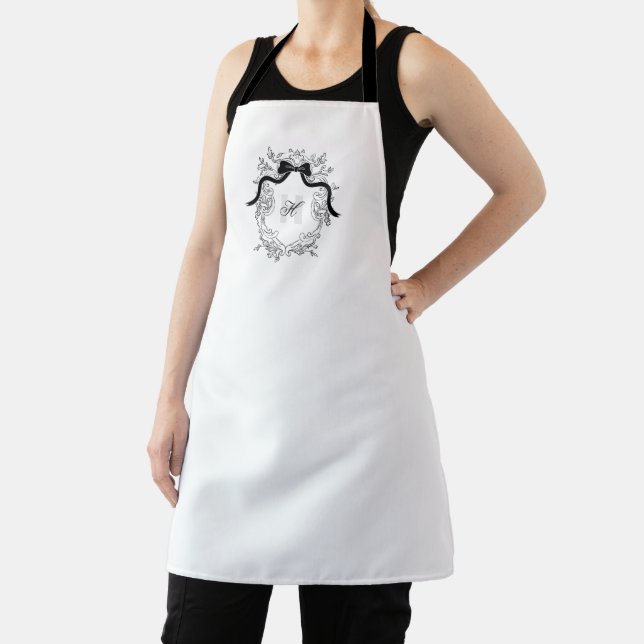 Vintage Crest Monogram Coquette Bow Name Initials Apron (Insitu)