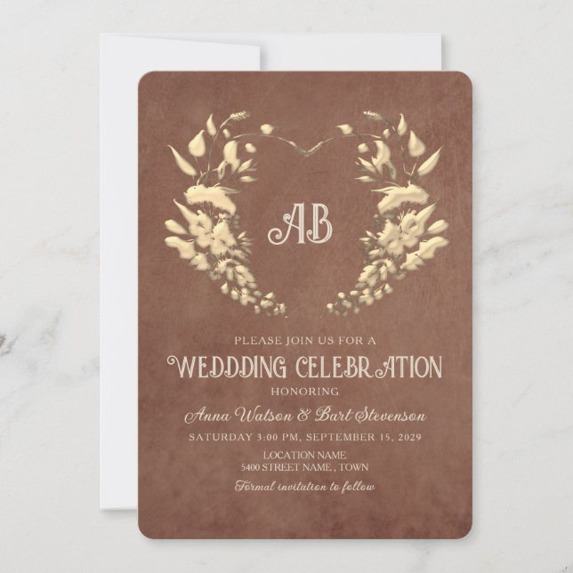 Vintage Crest Monogram Wedding Invitation (Front)