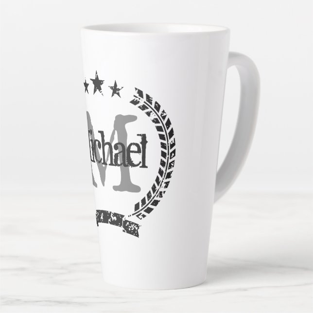 Vintage crest name monogram latte coffee mug gift (Right Angle)