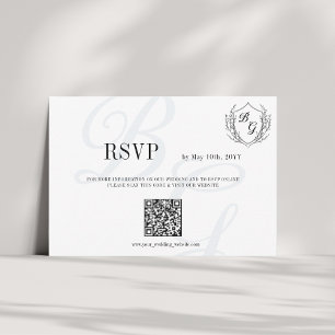 Vintage crest online wedding Attendance QR code RSVP Card