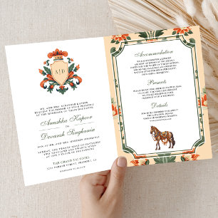 Vintage Crest Royal Horse Indian Hindu Wedding Invitation